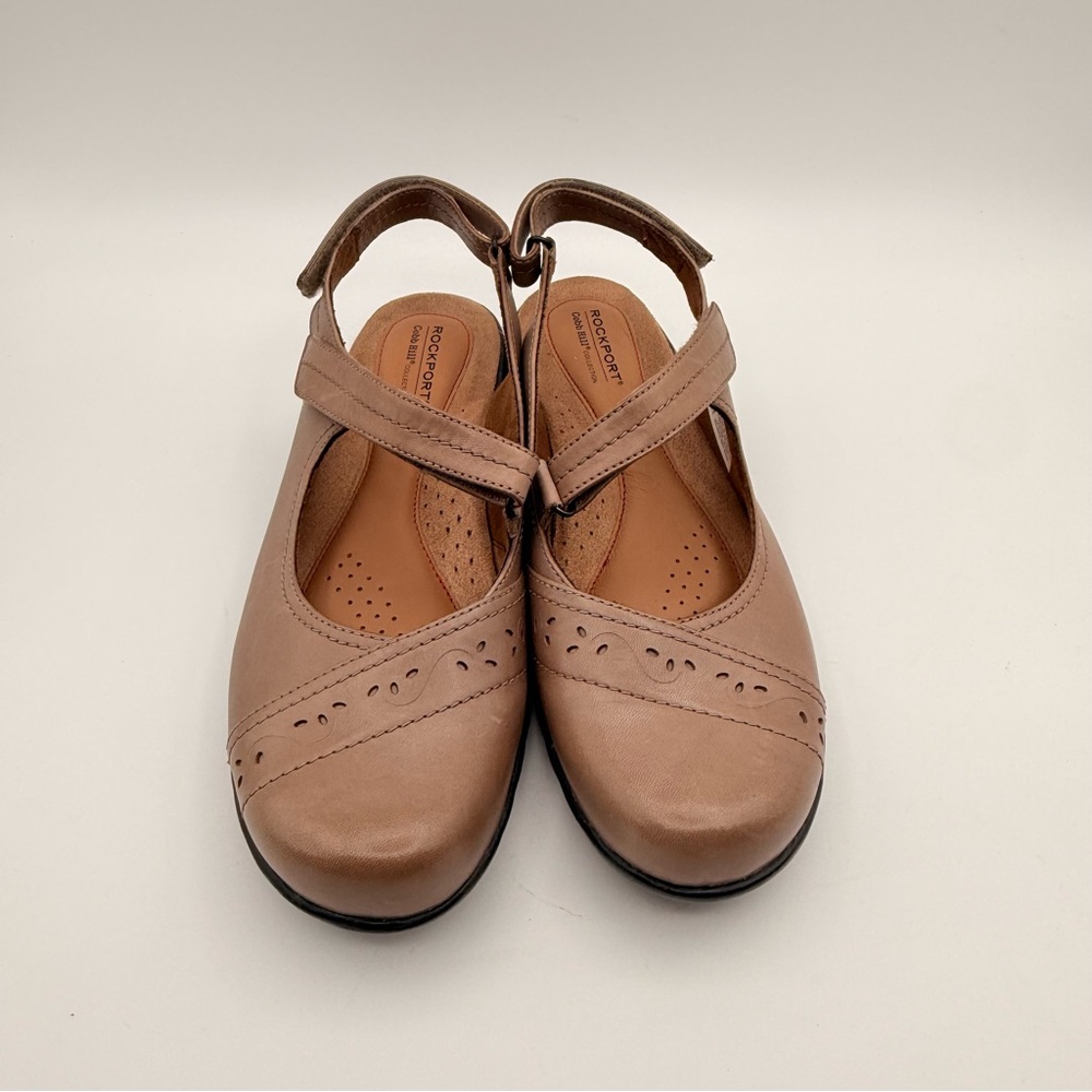 Rockport Cobb Hill Penfield Mary Jane Slingback Leather Shoes Taupe Size 9.5 - Picture 3 of 13